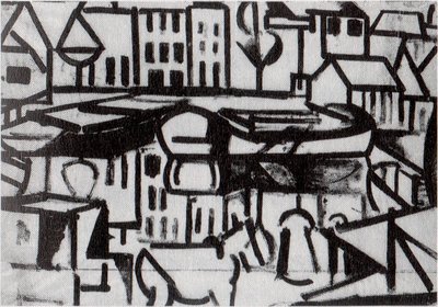 Cityscape with Boat, Leiden by Theo van Doesburg